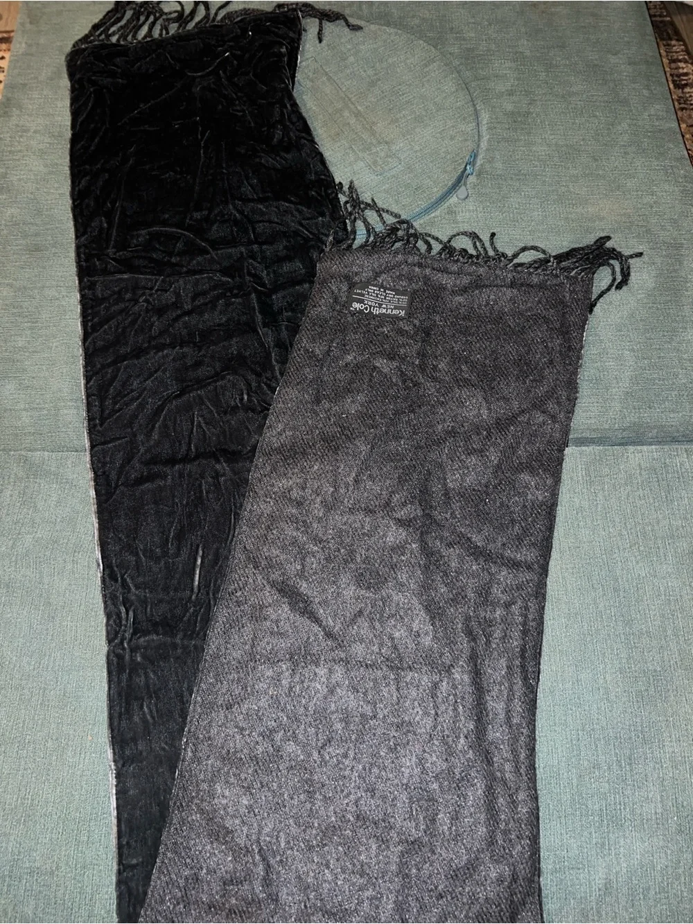 Kenneth Cole Black Fringe Silk/Cashmere Scarf